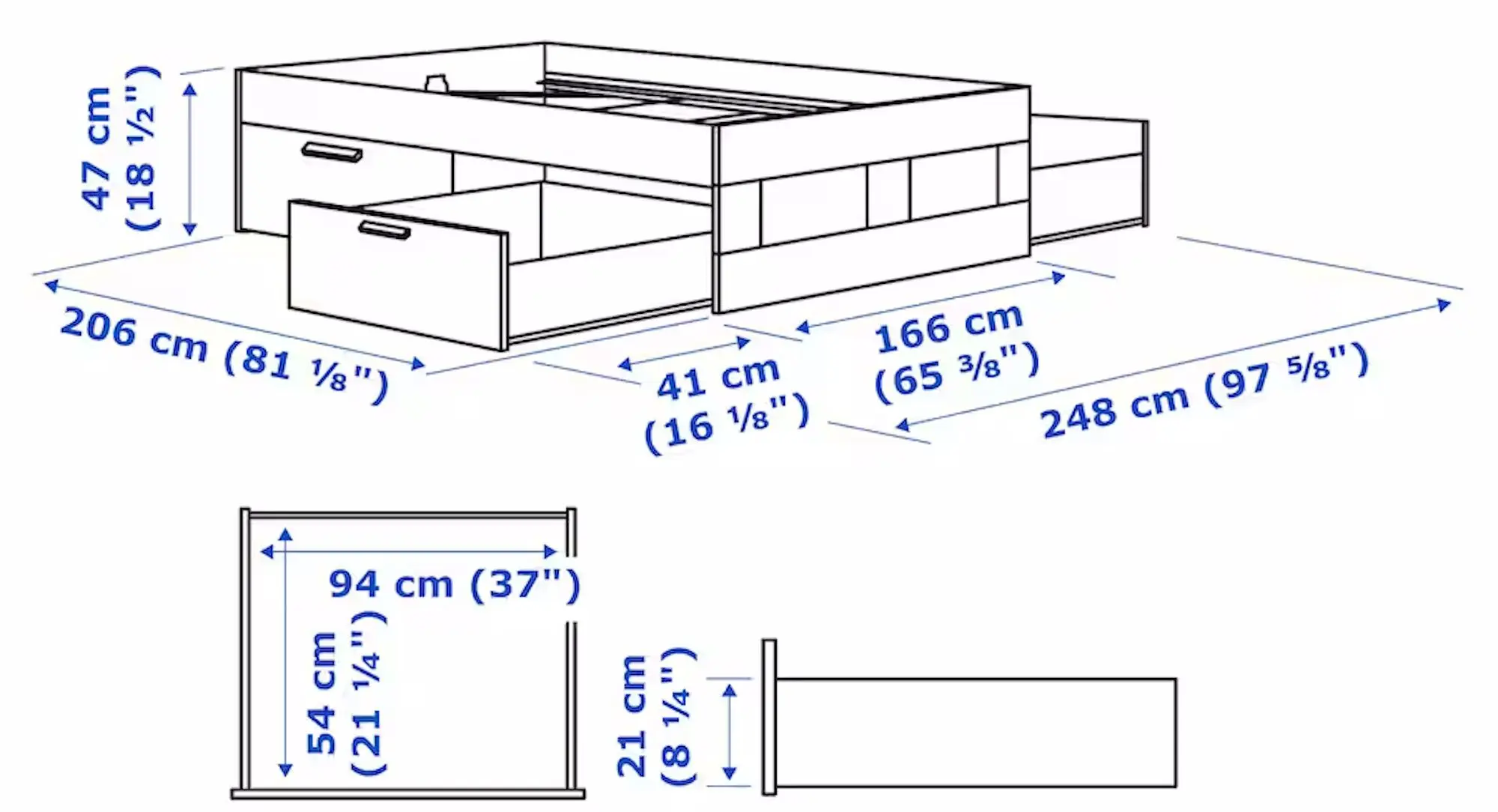 Кровать Ikea Brimnes с ящиками 160x200 (Белый) - 5