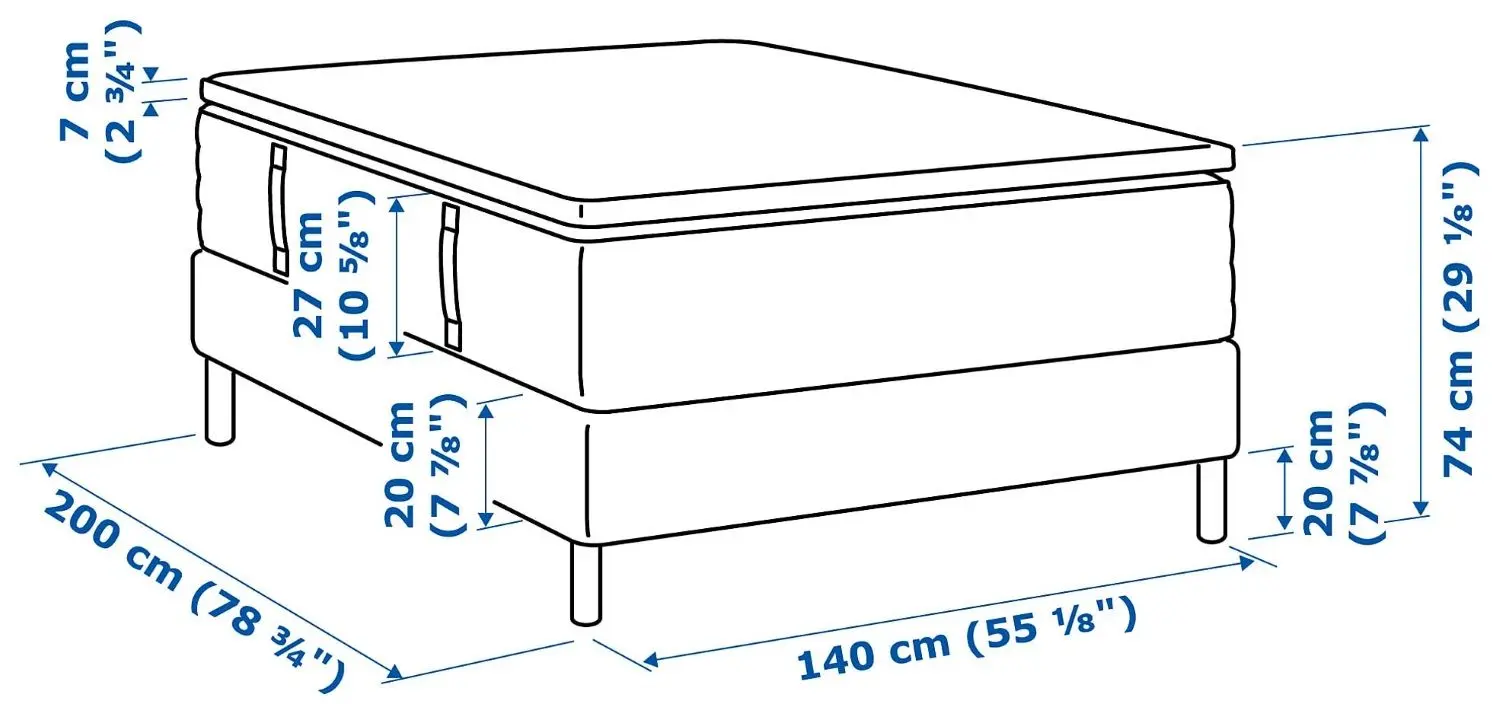 Pat Ikea Espevar Hyllestad/Tustna Bjorli 20cm 140x200 (Ferma/Alb) - 2