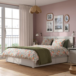 Кровать Ikea Fagelfjallet/Luroy 4 ящика 140x200 (Грязный белый)