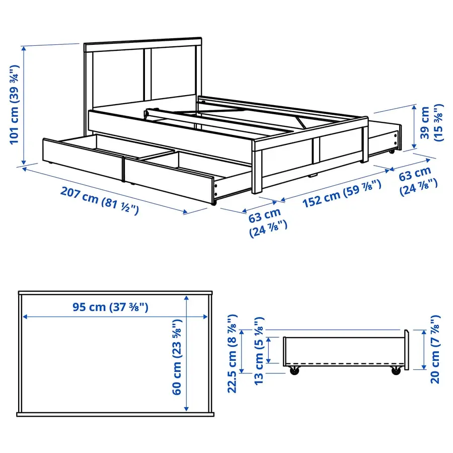 Pat Ikea Fagelfjallet/Luroy 4 sertare 140x200 (Alb murdar) - 9