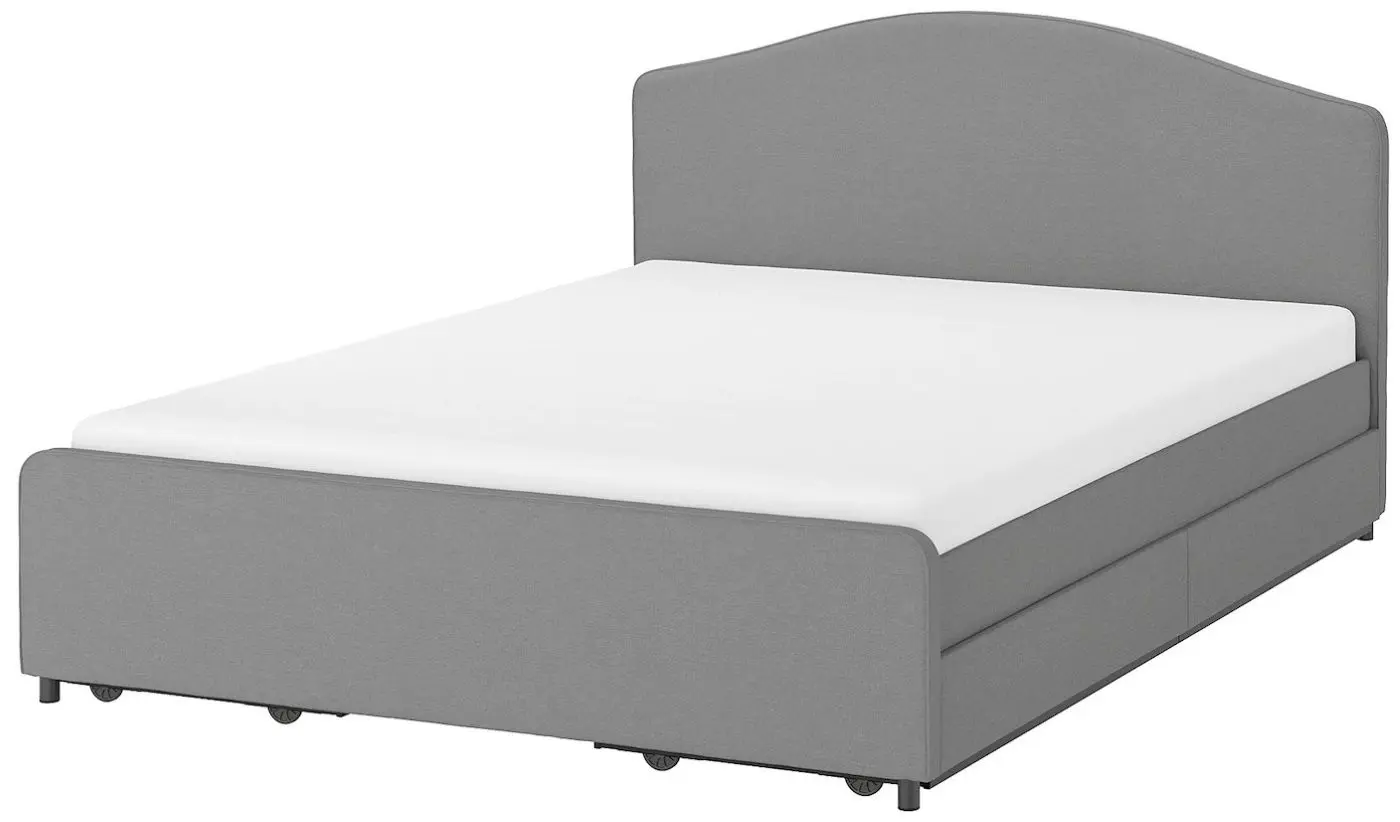 Pat Ikea Hauga 4 cutii depozitare 140х200 (Vissle Gri)