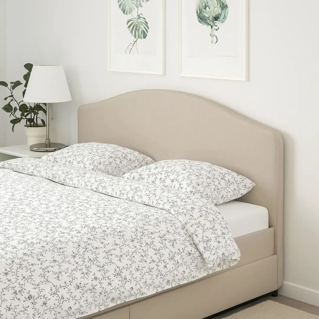 Pat Ikea Hauga 4 cutii depozitare 160х200 (Lofallet Bej) - 5