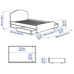 Кровать Ikea Hauga 4 ящика 160х200 (Висле Серый) Thumb