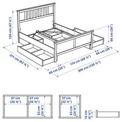 Кровать Ikea Hemnes Lindbaden 4 ящика 160х200 (Белый) Thumb