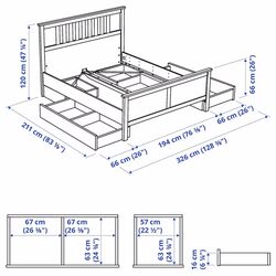 Pat Ikea Hemnes/Lindbaden 4 cutii depozitare 180x200 (Alb) Thumb