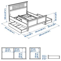 Pat Ikea Hemnes Lonset 4 cutii depozitare 140х200 (Gri) Thumb