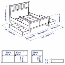 Pat Ikea Hemnes/Lonset 4 cutii depozitare 160x200 (Alb) Thumb