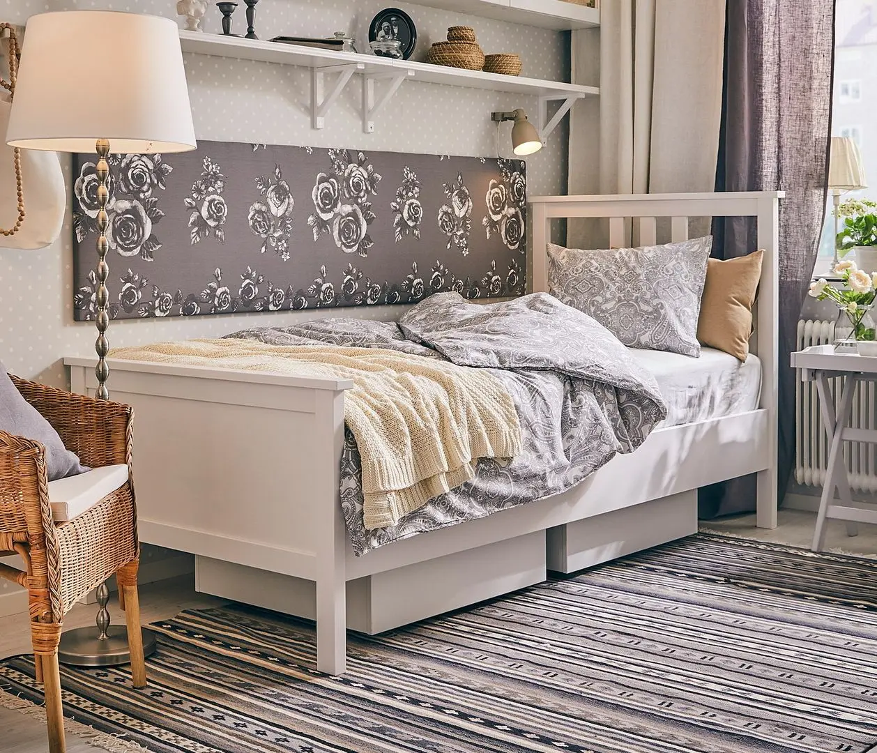 Кровать Ikea Hemnes Valevag 90x200 (Белый/Жесткий)