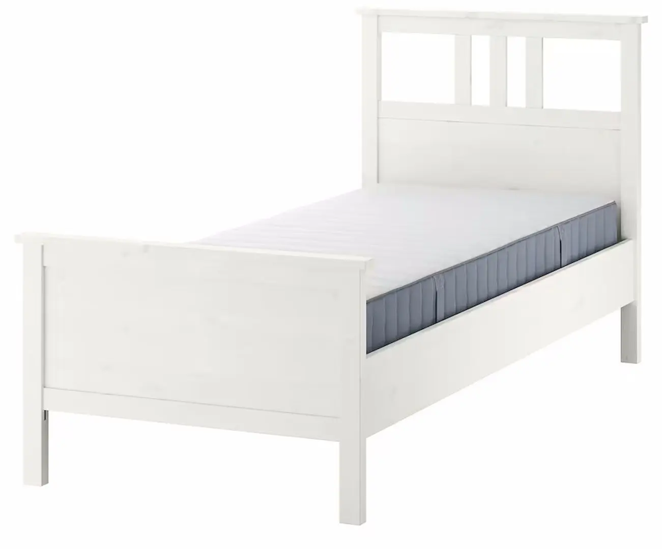 Pat Ikea Hemnes/Valevag extra ferma/cu saltea 90x200 (Alb)