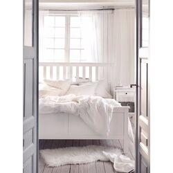 Pat Ikea Hemnes/Valevag ferma/cu saltea 180x200 (Alb) Thumb