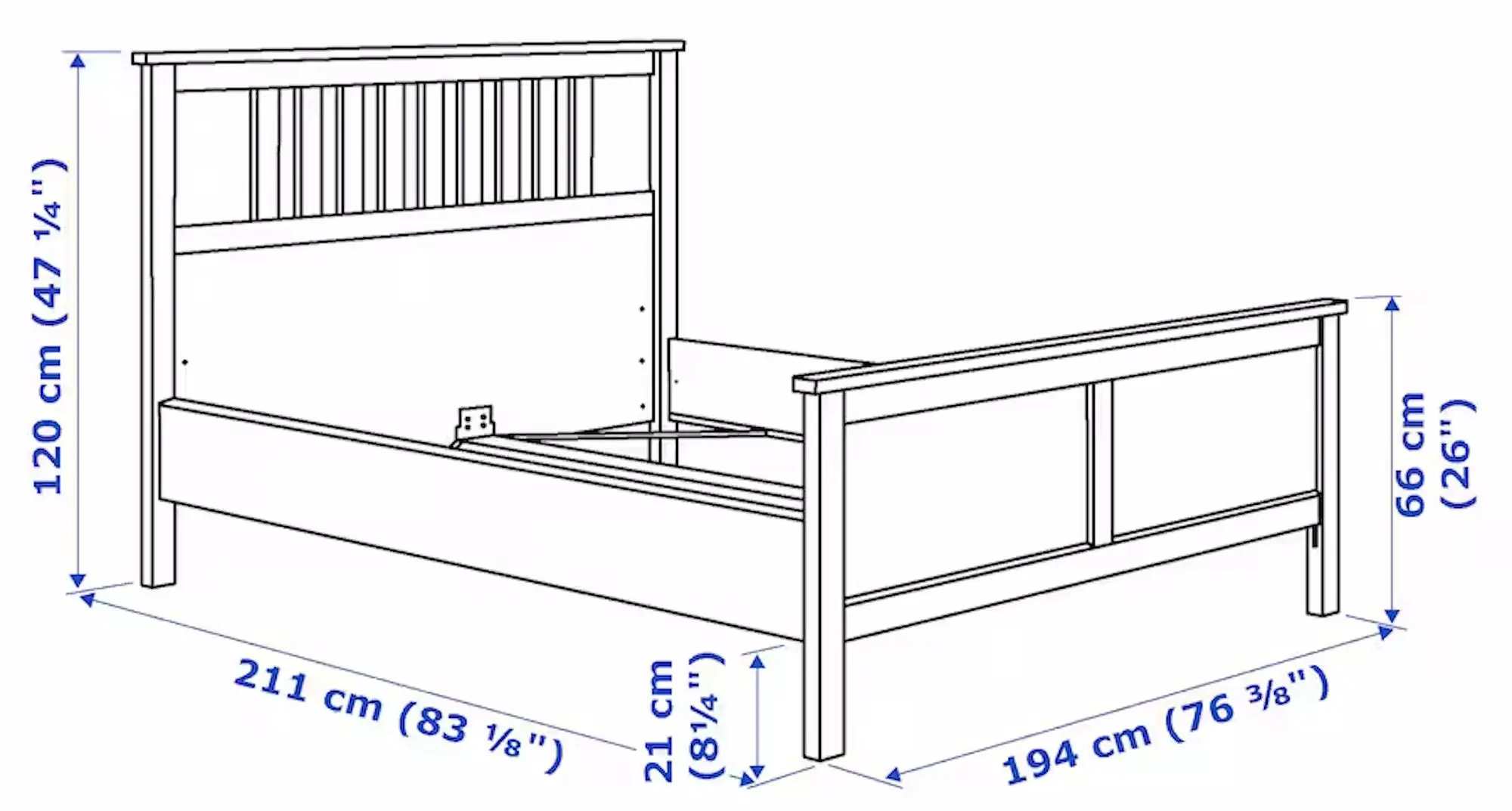 Pat Ikea Hemnes/Valevag ferma/cu saltea 180x200 (Alb)
