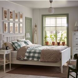 Pat Ikea Hemnes/Valevag ferma/cu saltea 180x200 (Alb)