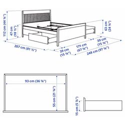 Кровать Ikea Idanas Lindbaden с ящиками 160x200 (Темно-Коричневый) Thumb
