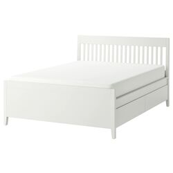 Кровать Ikea Idanas Lonset с ящиками 140x200 (Белый) Thumb
