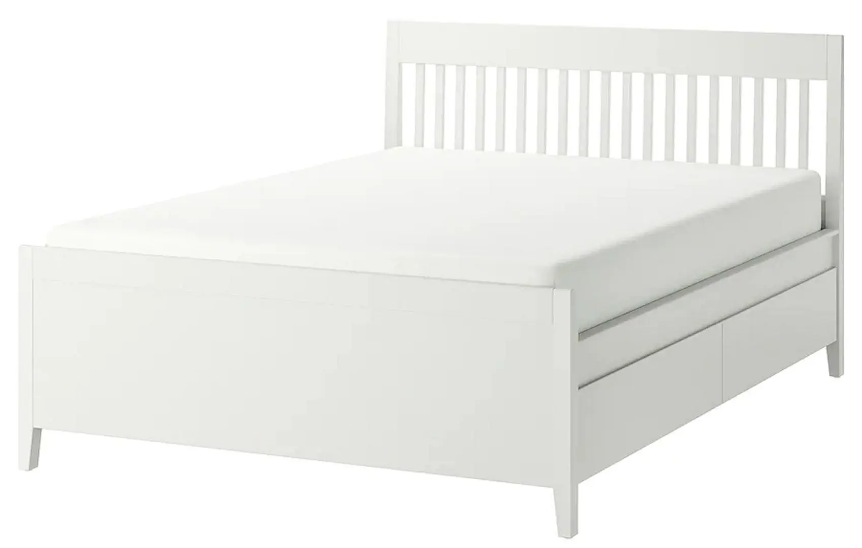 Pat Ikea Idanas Lonset cu depozitare 160x200 (Alb)