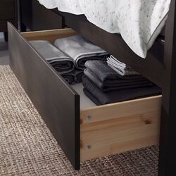 Pat Ikea Idanas Luroy cu depozitare 140x200 (Negru Maro) Thumb