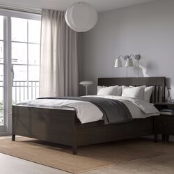Pat Ikea Idanas Luroy cu depozitare 140x200 (Negru Maro)