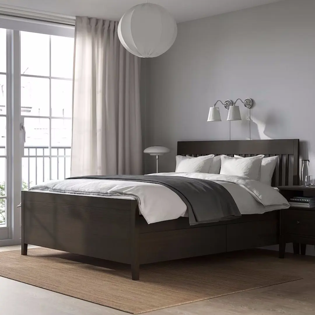 Pat Ikea Idanas Luroy cu depozitare 140x200 (Negru Maro)