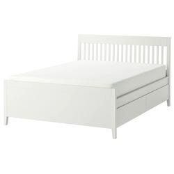 Pat Ikea Idanas Luroy cu depozitare 160x200 (Alb)