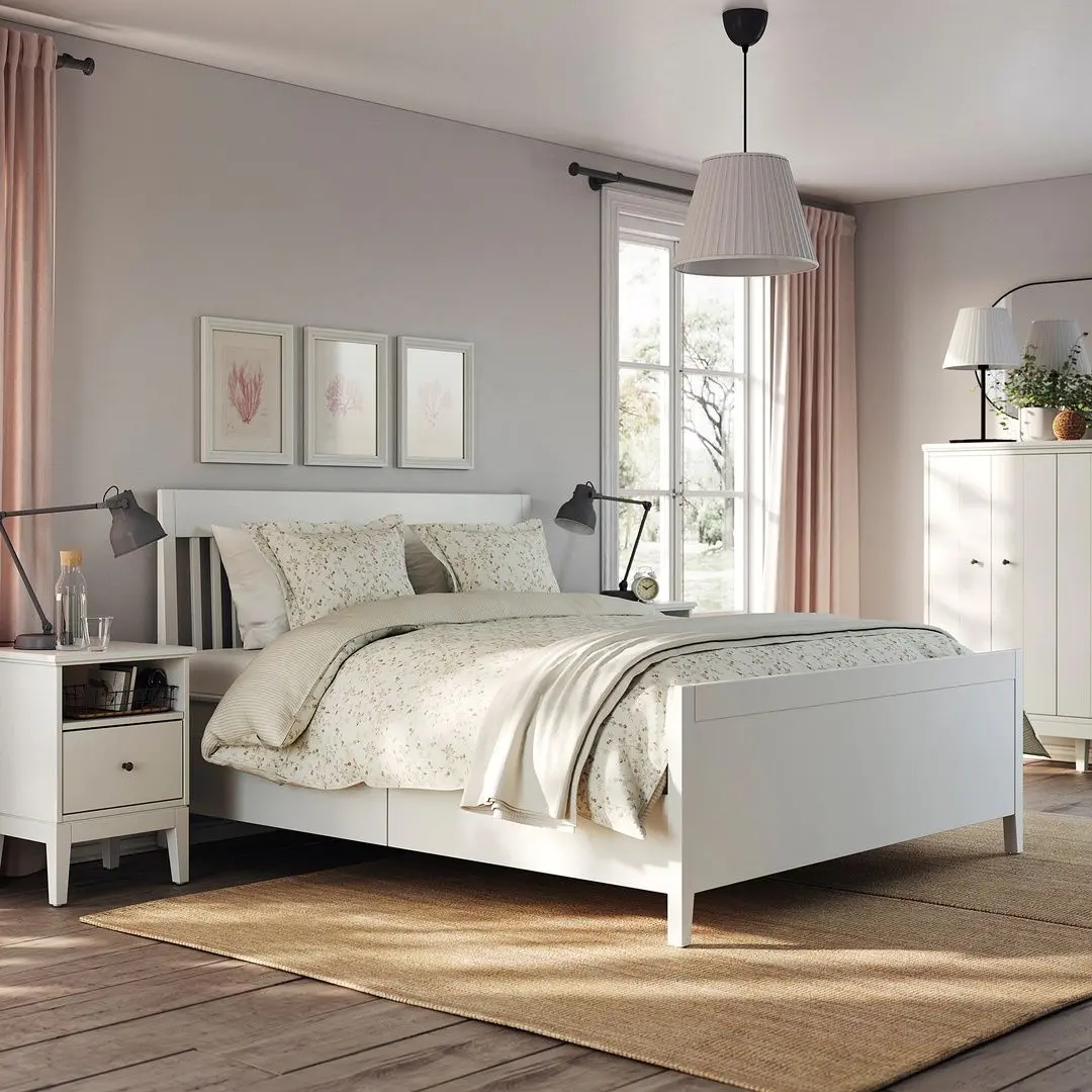 Pat Ikea Idanas Luroy cu depozitare 160x200 (Alb) - 3