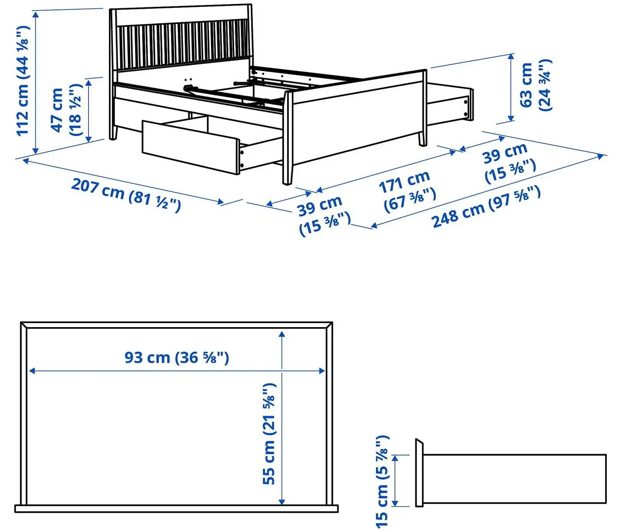 Pat Ikea Idanas Luroy cu depozitare 160x200 (Alb) - 2