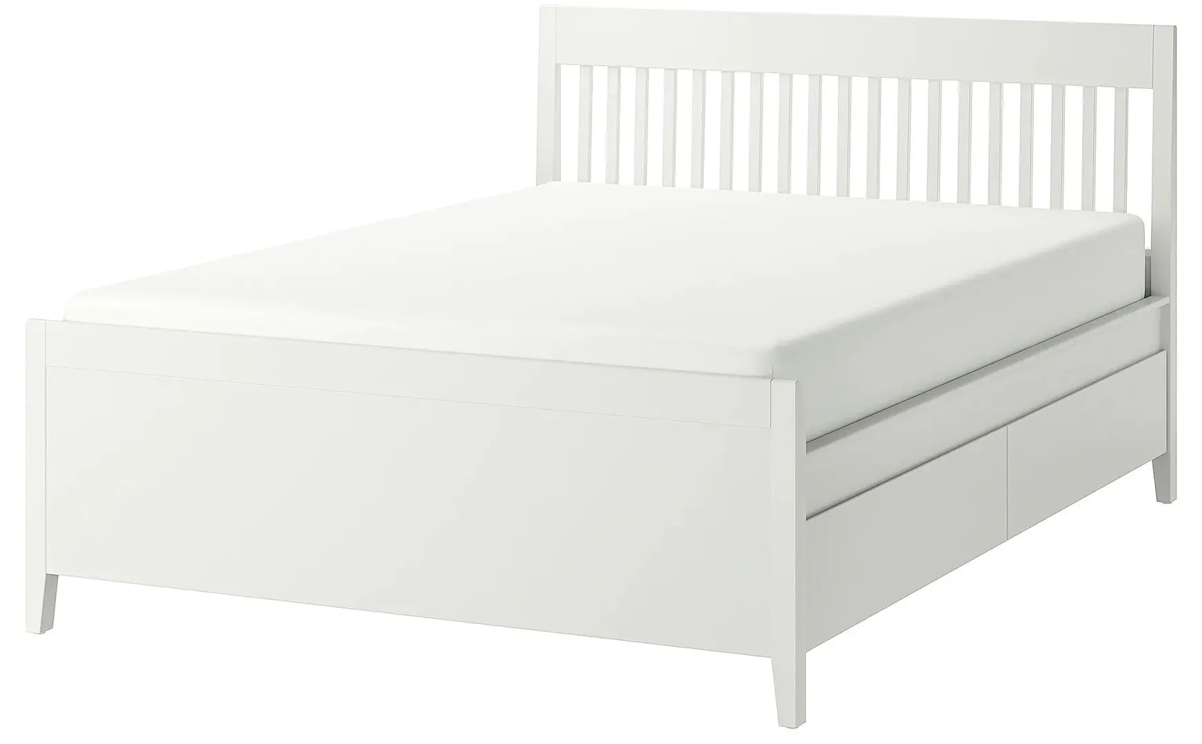 Pat Ikea Idanas Luroy cu depozitare 160x200 (Alb)