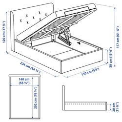 Pat Ikea Idanas/Naggen cu depozitare 140x200 (Bej) Thumb