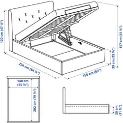 Pat Ikea Idanas/Naggen cu mecanism de ridicare 140x200 (Bej) Thumb