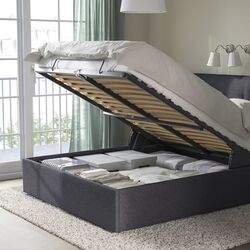 Pat Ikea Idanas cu mecanism de ridicare 140x200 (Gunnared Gri Inchis) Thumb