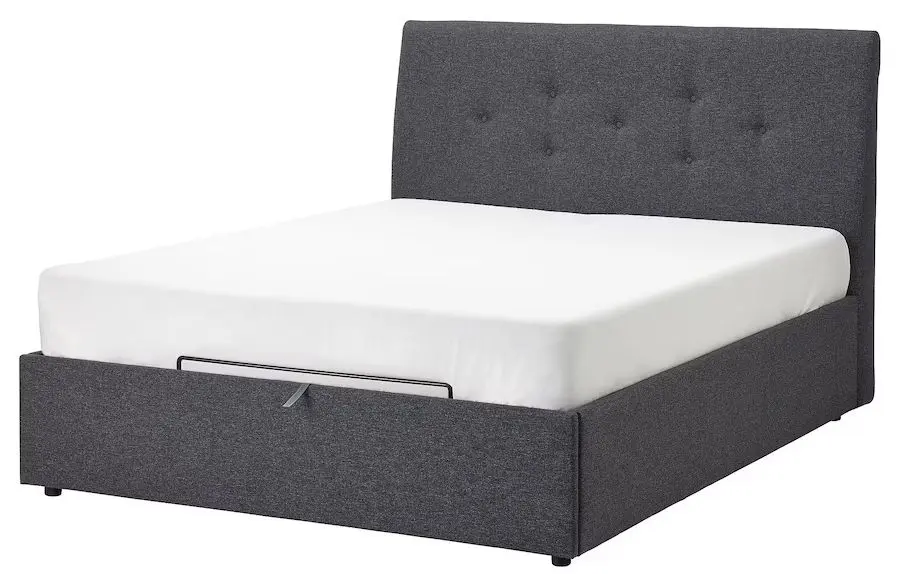 Pat Ikea Idanas cu mecanism de ridicare 160x200 (Gunnared Gri Inchis)