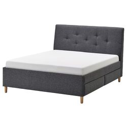 Pat Ikea Idanas sertare/tapiţat 160x200 (Gunnared Gri Inchis)