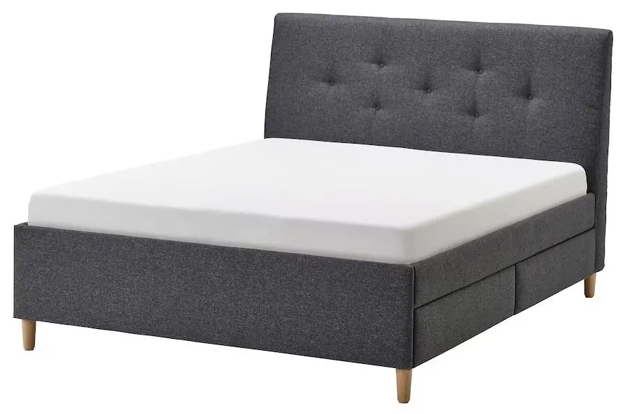 Pat Ikea Idanas sertare/tapiţat 160x200 (Gunnared Gri Inchis)