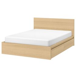 Pat Ikea Malm 2 cutii depozitare 140х200 (Stejar Alb)