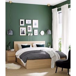 Pat Ikea Malm 2 cutii depozitare 180x200 (Furnir Stejar Alb)