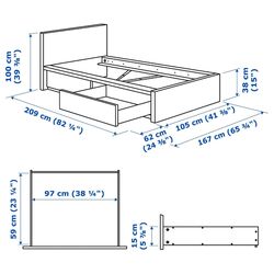 Pat Ikea Malm 2 cutii depozitare 90х200 (Negru-Maro) Thumb