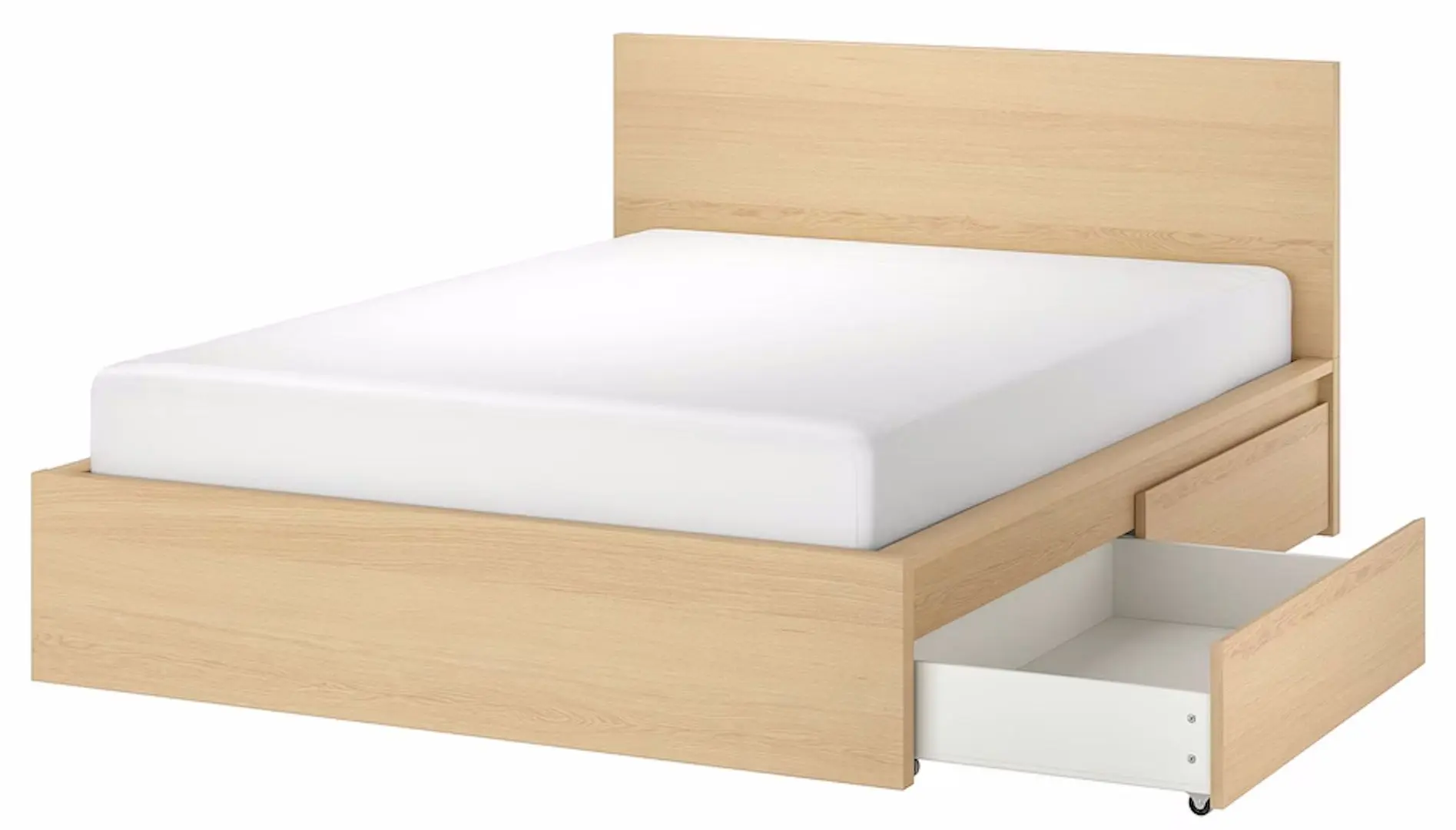 Кровать Ikea Malm 4 ящика 140x200 (Беленый Дубовый Шпон) - 2