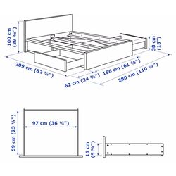 Кровать Ikea Malm 4 ящика 160x200 (Беленый Дубовый Шпон) Thumb