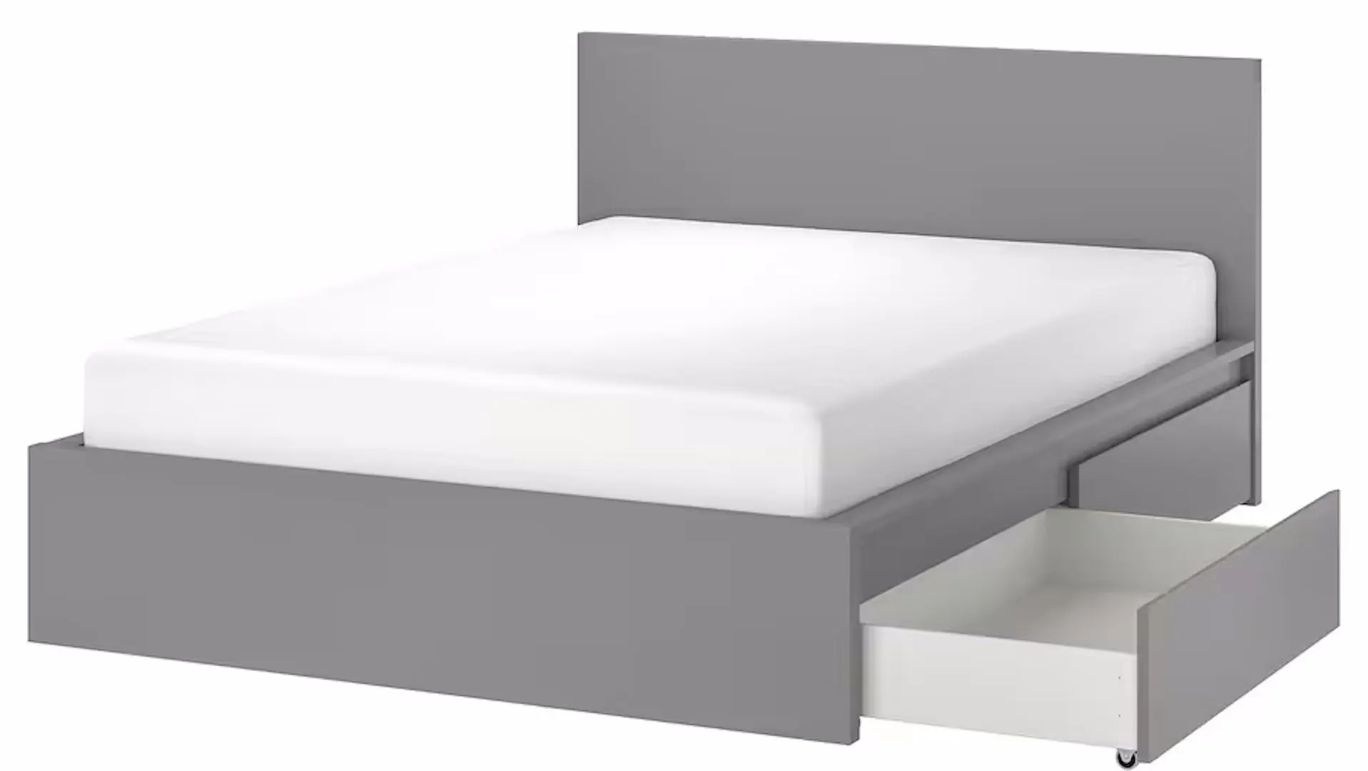 Pat Ikea Malm 4 cutii depozitare 180x200 (Gri) - 2