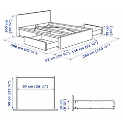 Pat Ikea Malm 4 cutii depozitare 180x200 (Gri) Thumb