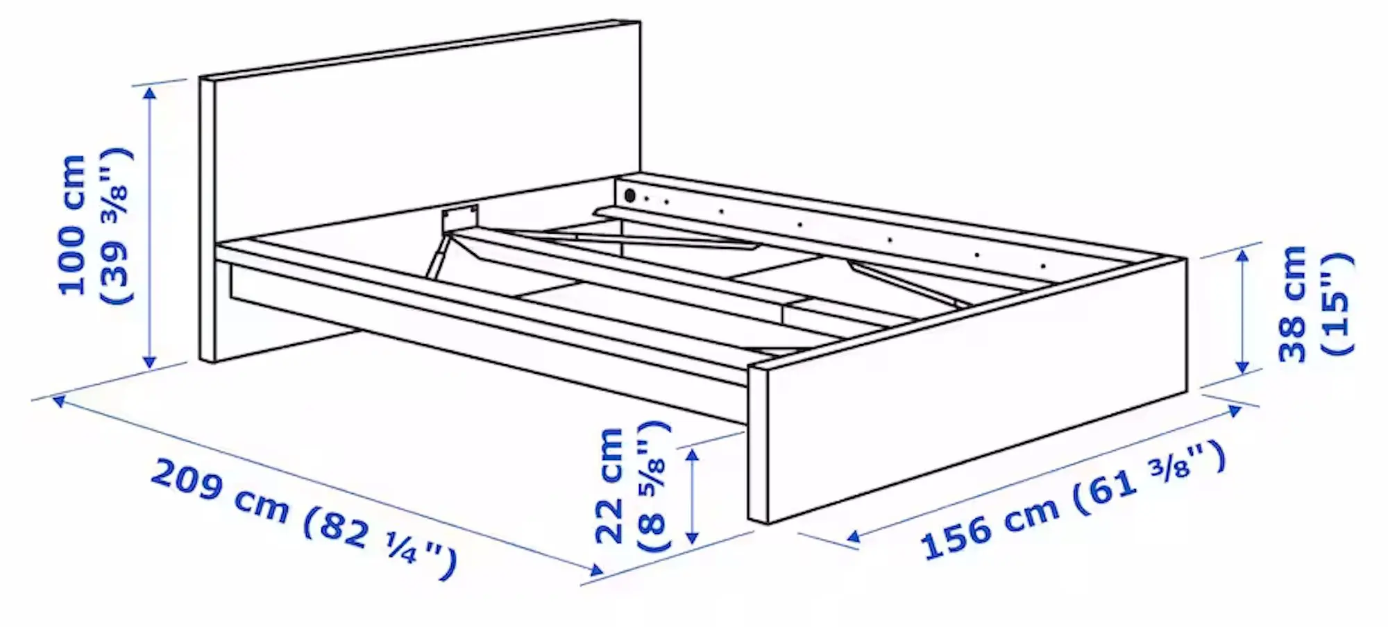 Pat Ikea Malm/Abygda ferma/cu saltea 140x200 (Furnir Stejar Alb) - 16
