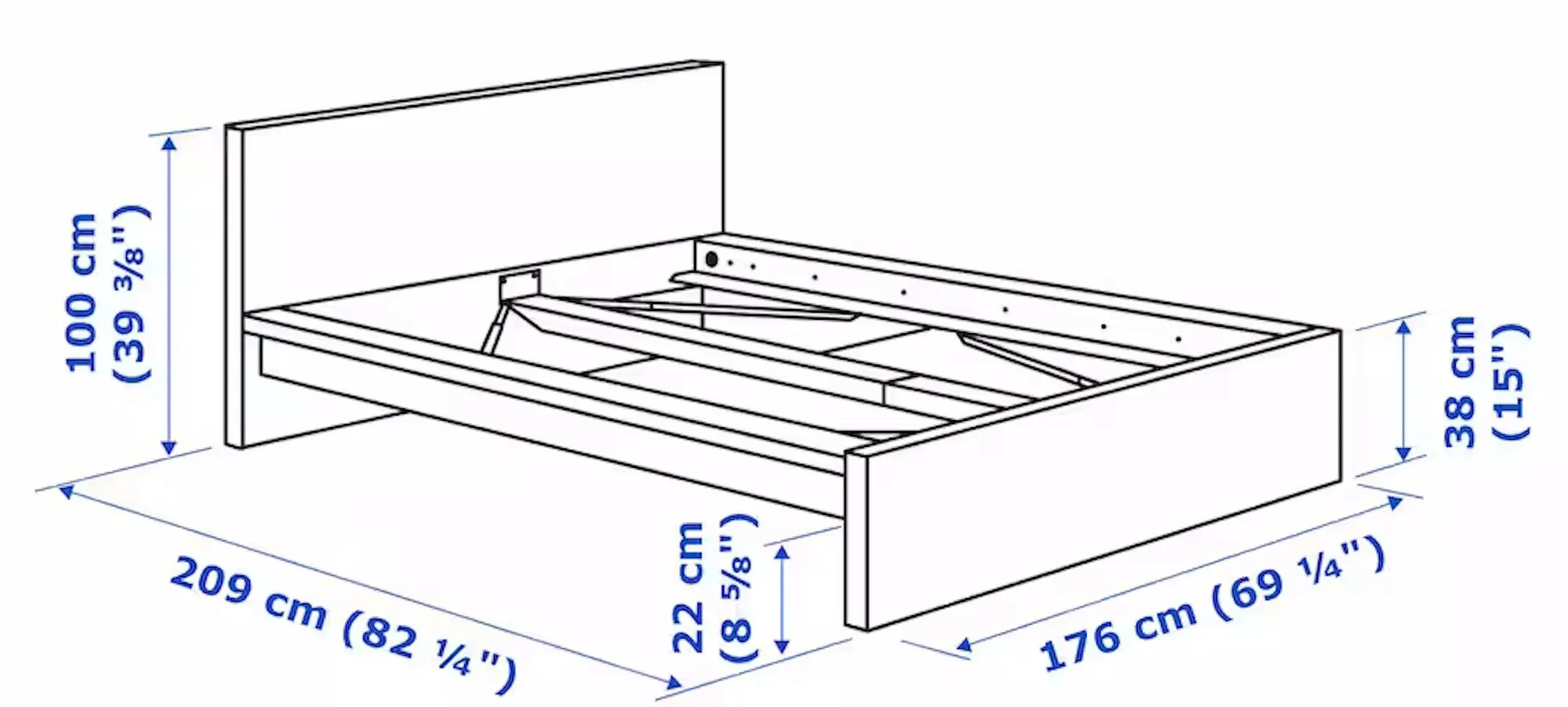 Pat Ikea Malm/Abygda ferma/cu saltea 160x200 (Furnir Stejar Alb) - 16
