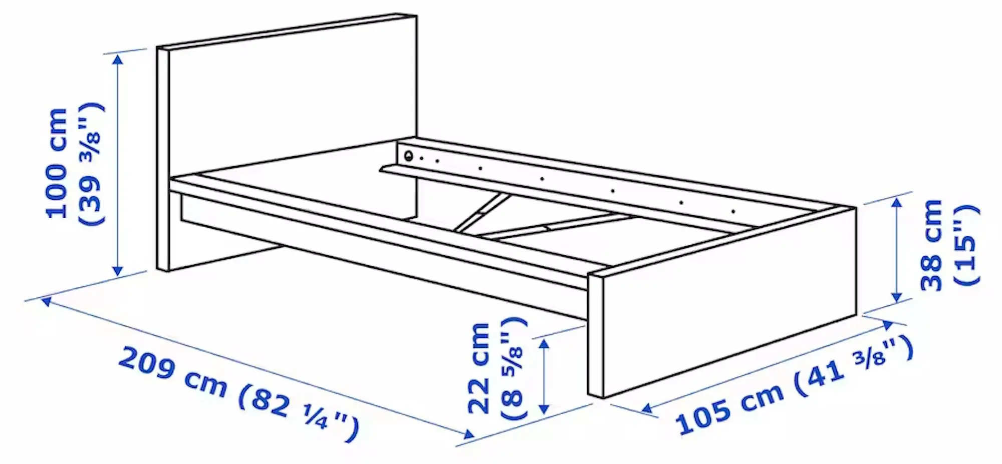 Pat Ikea Malm/Abygda ferma/cu saltea 90x200 (Alb) - 2
