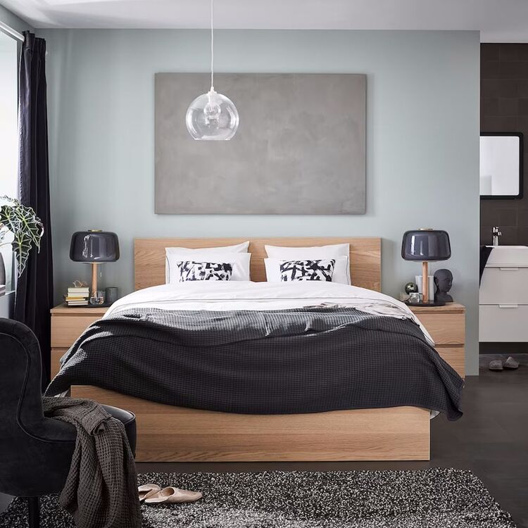 Кровать Ikea Malm/Lindbaden 140x200 (Беленый Дубовый Шпон) купить в ...