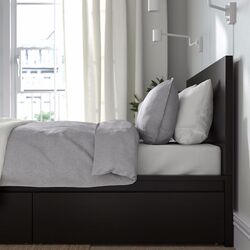 Pat Ikea Malm/Lindbaden 2 cutii depozitare 140x200 (Negru-Maro) Thumb