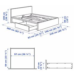 Pat Ikea Malm/Lindbaden 2 cutii depozitare 160x200 (Alb) Thumb