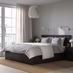 Pat Ikea Malm/Lindbaden 2 cutii depozitare 160x200 (Negru-Maro)