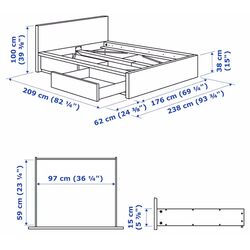 Pat Ikea Malm/Lindbaden 2 cutii depozitare 160x200 (Negru-Maro) Thumb