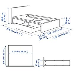 Pat Ikea Malm/Lindbaden 2 cutii depozitare 90x200 (Alb) Thumb