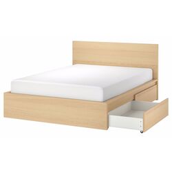 Pat Ikea Malm/Lindbaden 4 cutii depozitare 140x200 (Furnir Stejar Alb) Thumb