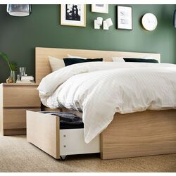 Pat Ikea Malm/Lindbaden 4 cutii depozitare 160x200 (Furnir Stejar Alb) Thumb